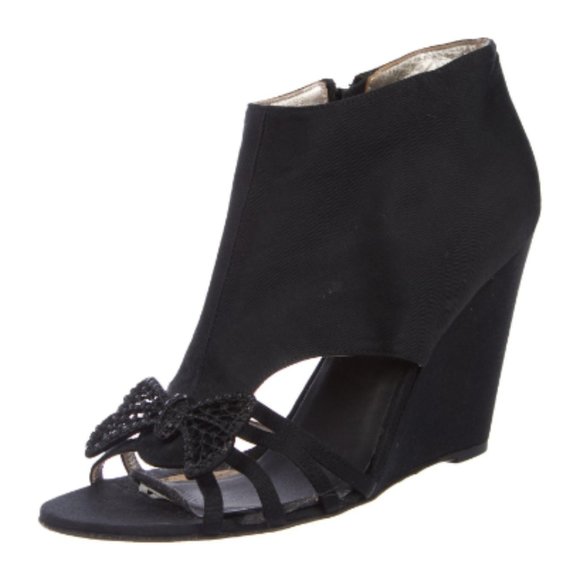 CHANEL Sandals Black Cage Wedges - Picture 3 of 7